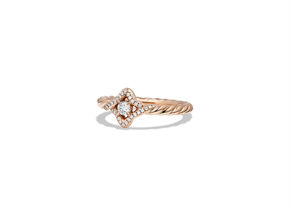 Rose Gold Plated CZ Studded Ladies Twisted Ring